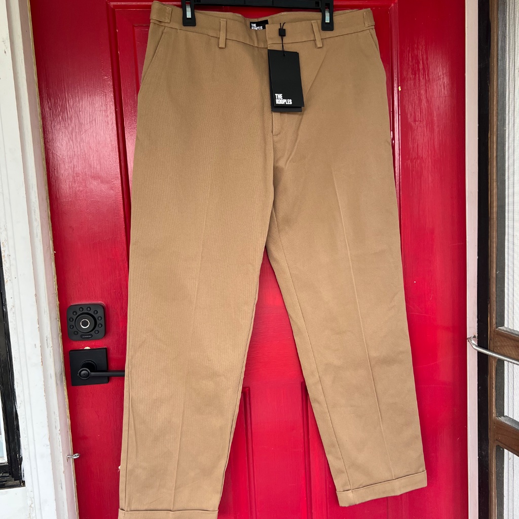 The Kooples Men's Khaki Pants Luxury Business Casual Size Eu 52 Tan Brown Work